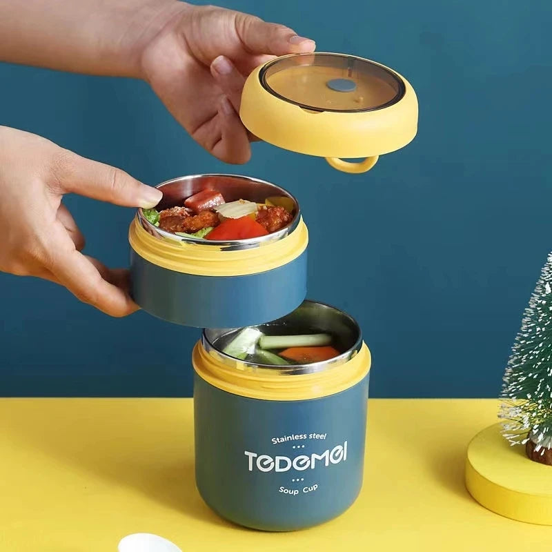 Stainless Steel Vacuum Soup & Lunch Box – Insulated Thermal Food Jar with Spoon