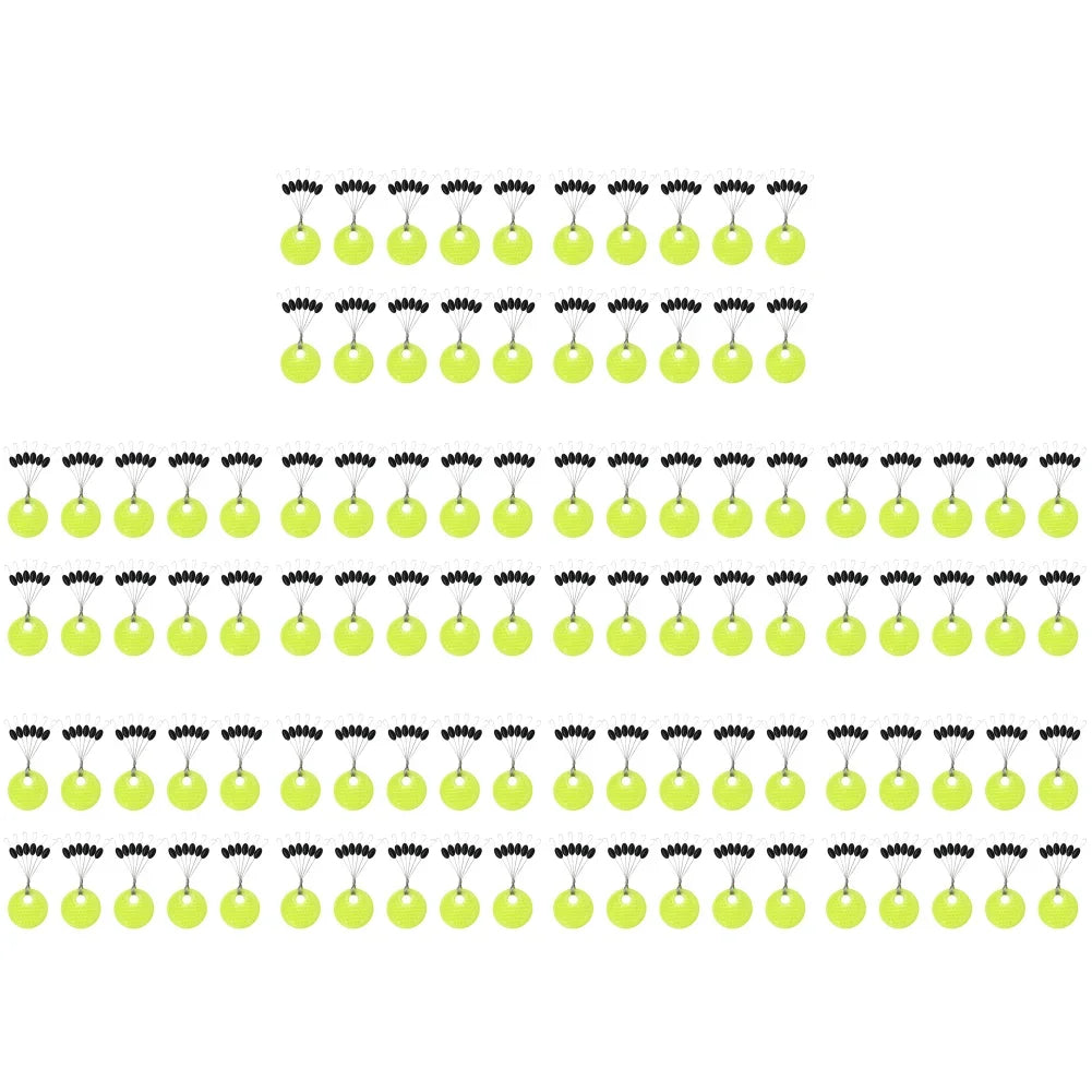 60-Piece Fishing Line Space Beans Set – Rubber Stopper Oval & Column Bobber Tools