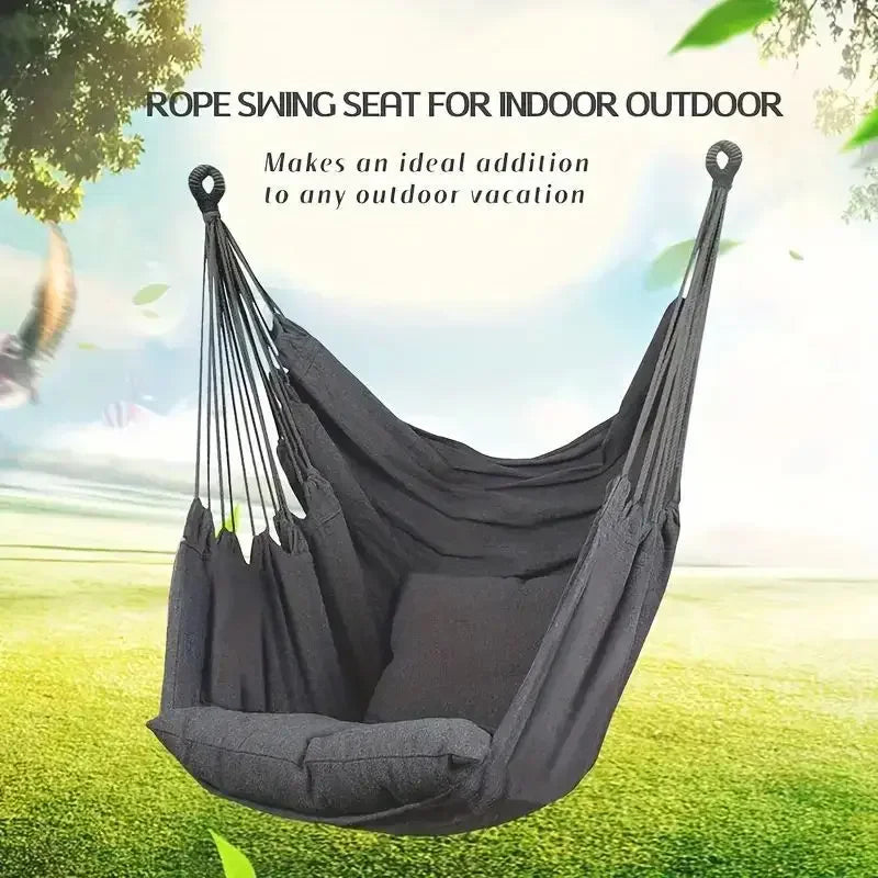 Durable Hanging Hammock Chair – Cotton Rope Indoor & Outdoor Swing