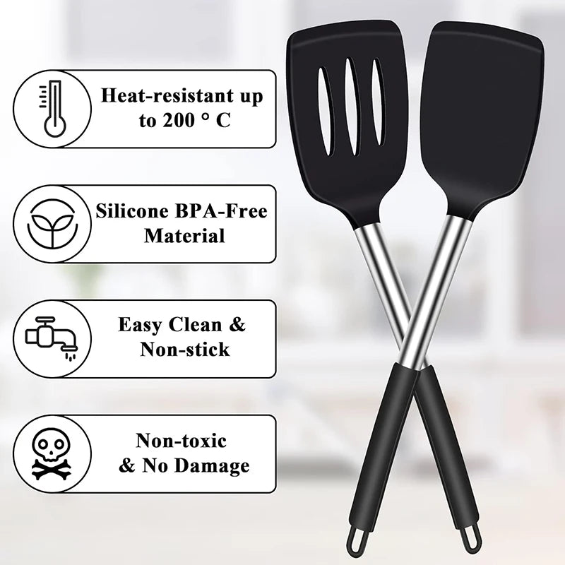 2-Piece Silicone Spatula Set – Heat-Resistant Nonstick Kitchen Cooking Tools