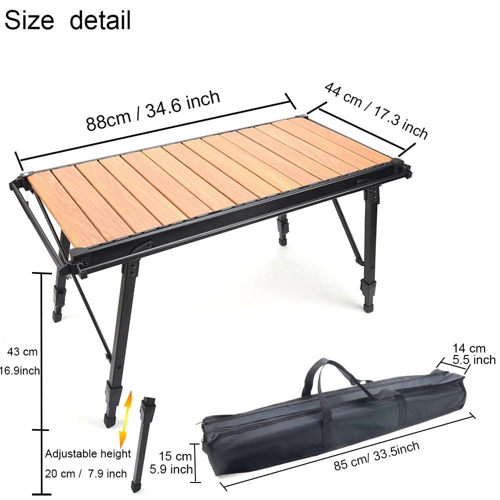 IGT Camping Folding Wood Table – Portable Gas Stove & BBQ Grill Table