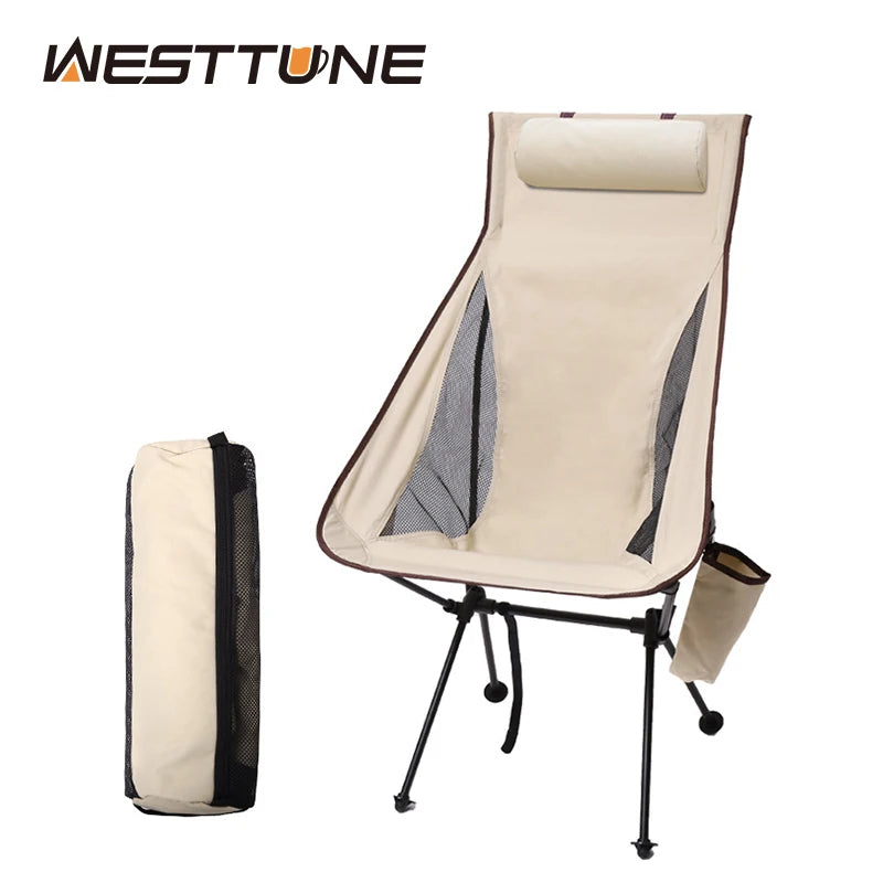 Westtune Portable Folding Camping Chair – Lightweight Aluminum Alloy Chair with Headrest
