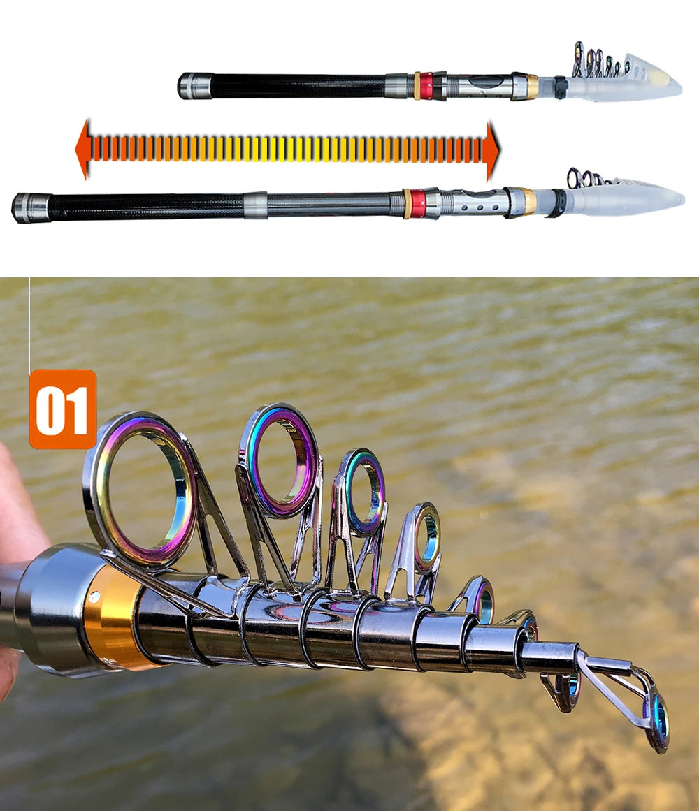 Carbon Fiber Telescopic Fishing Rod & Reel Combo – 1.8–3.6m Spinning Kit