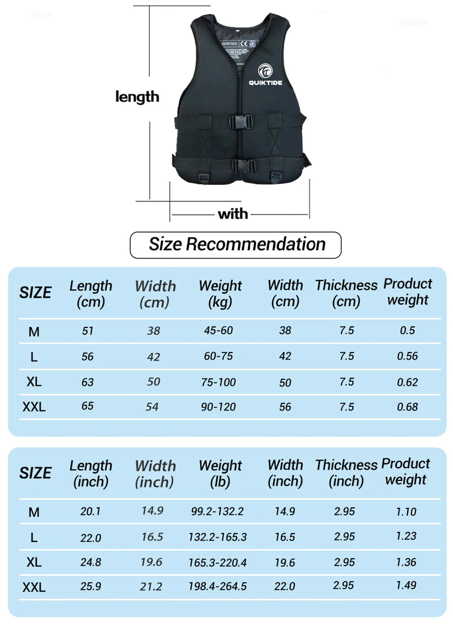 Neoprene Life Jacket – Adult & Children Buoyancy Vest for Swimming, Boating, Skiing & Water Sports