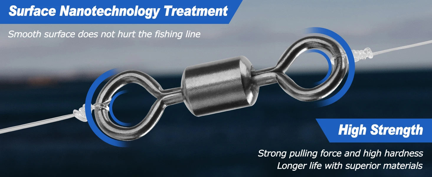 FishTrip 100-Pack Rolling Barrel Swivels – Stainless Steel Saltwater Fishing Tackles