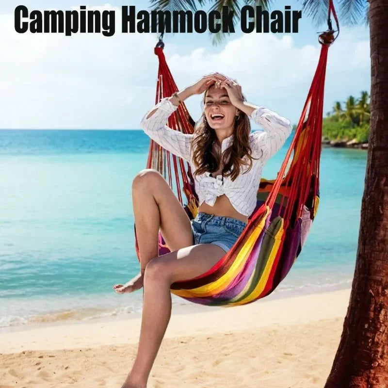 200KG Canvas Hammock Chair – Thick Swing Seat with Storage Bag