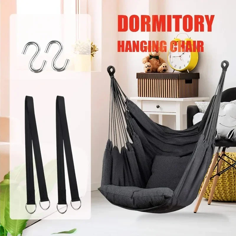Durable Hanging Hammock Chair – Cotton Rope Indoor & Outdoor Swing