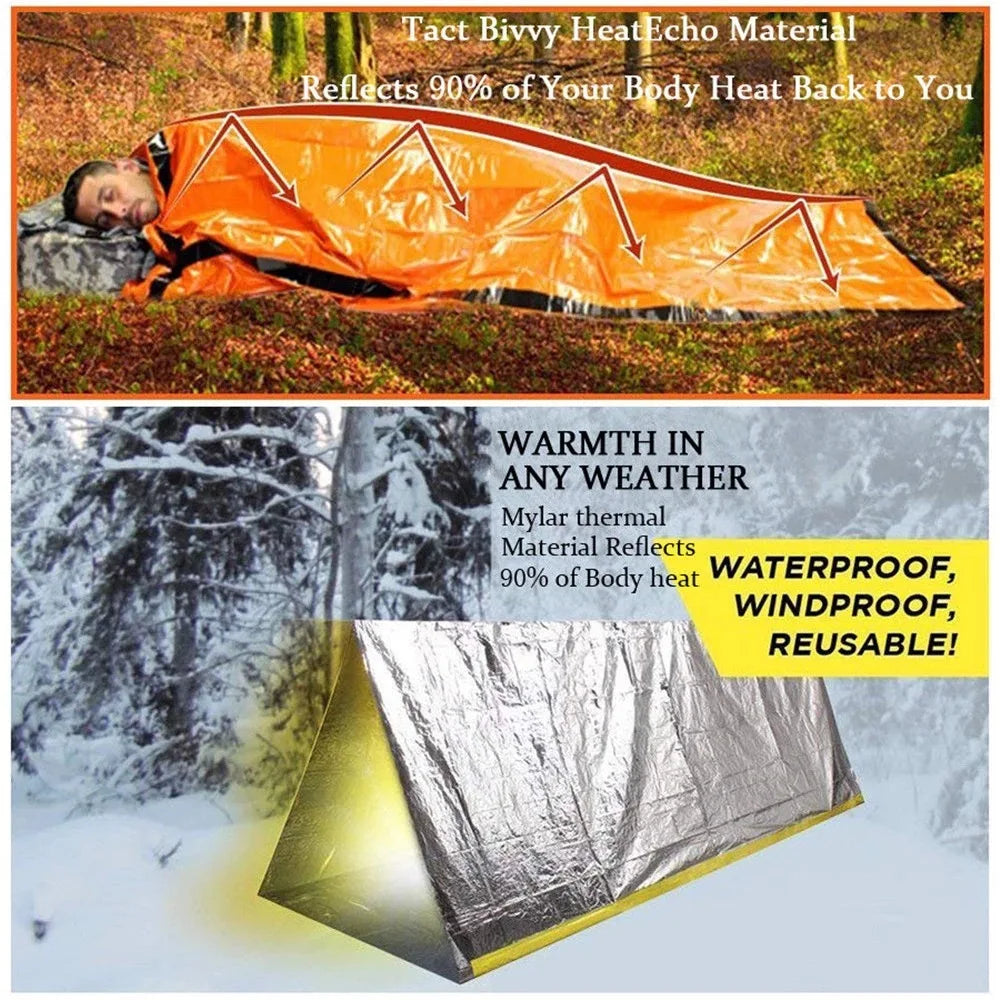 Portable Waterproof Emergency Sleeping Bag – Mylar Thermal Survival Sack