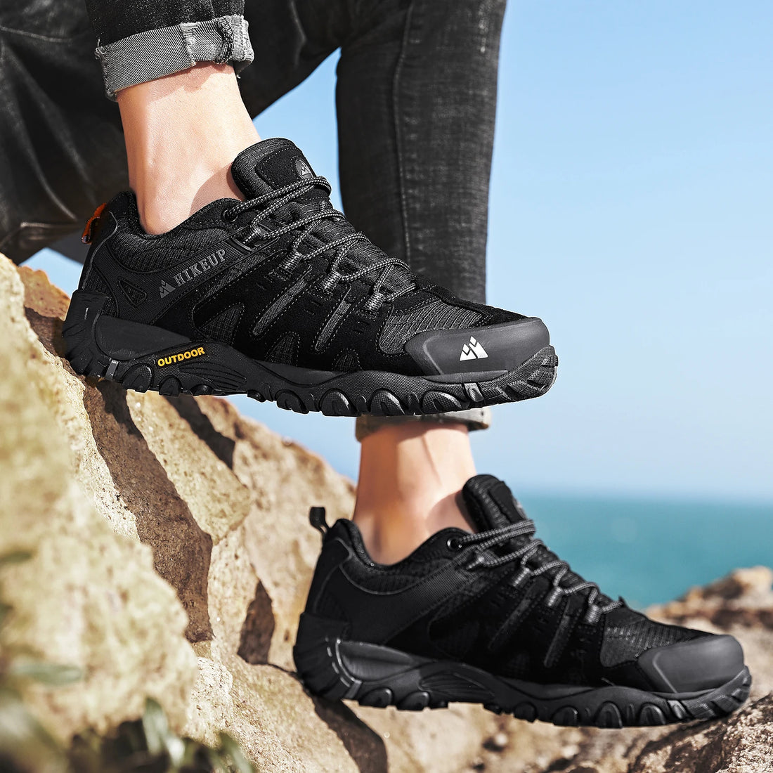 HIKEUP Men’s Hiking Shoes – Suede Leather Outdoor Trekking Sneakers