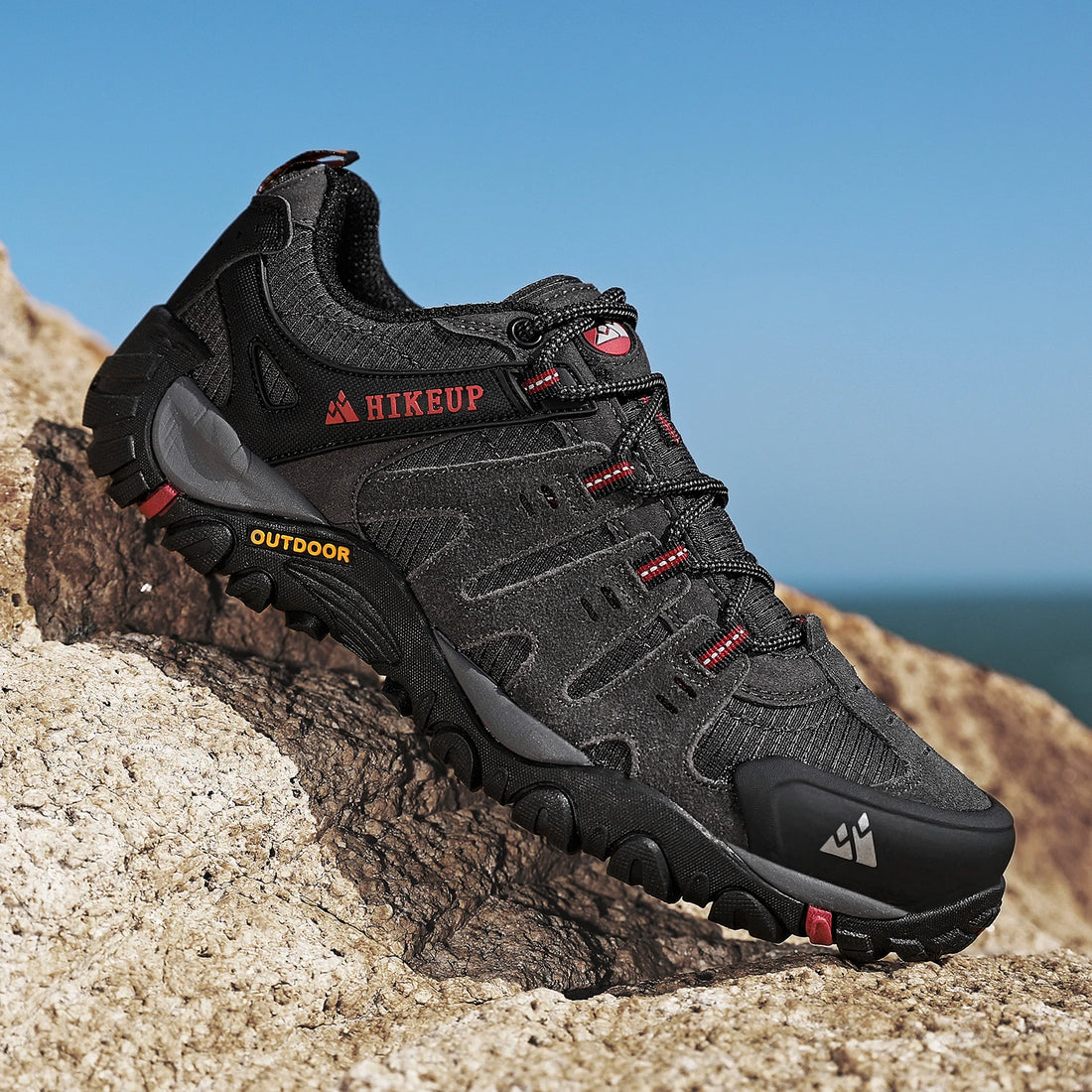 HIKEUP Men’s Hiking Shoes – Suede Leather Outdoor Trekking Sneakers