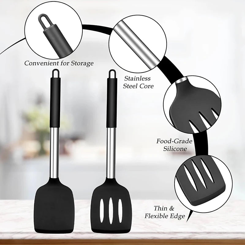2-Piece Silicone Spatula Set – Heat-Resistant Nonstick Kitchen Cooking Tools