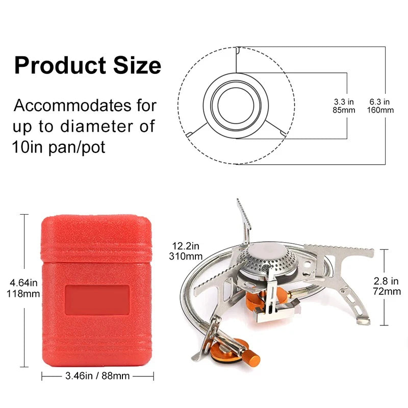 Camping Gas Stove – Portable Folding Backpacking Stove 3500W for Cooking, Hiking & Picnic