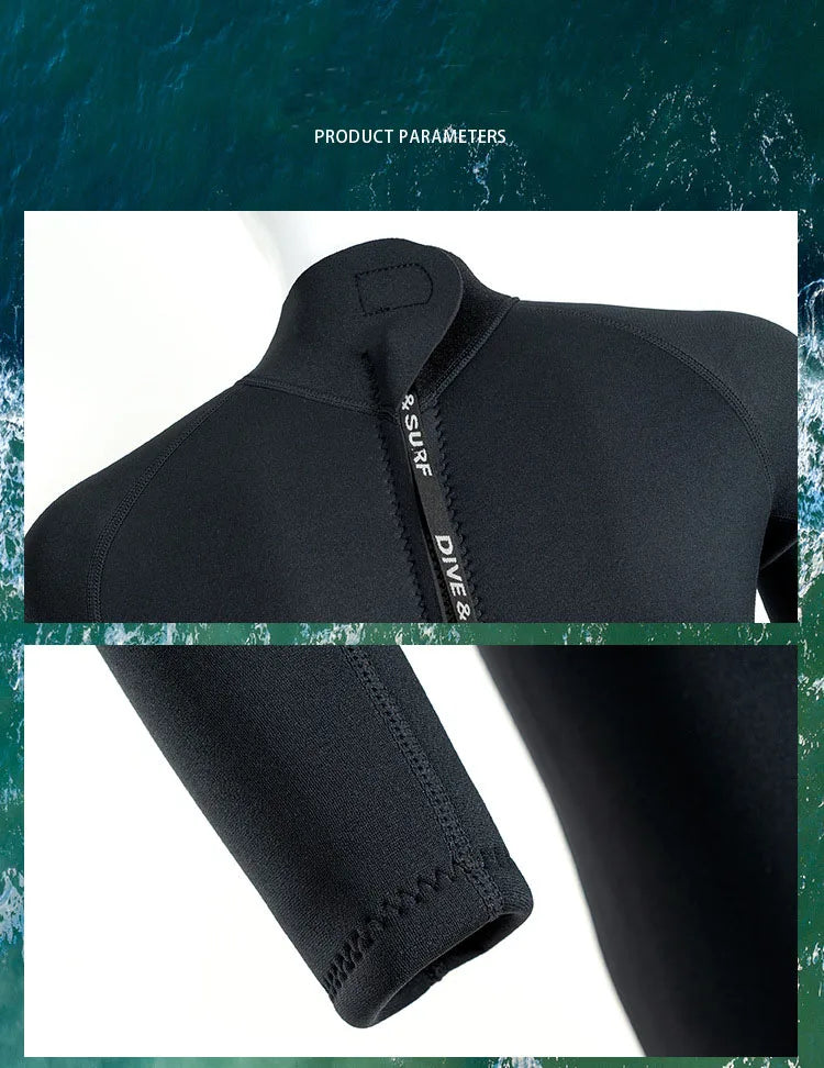 Men’s 3mm Neoprene Wetsuit – Full Body Diving & Surfing Suit
