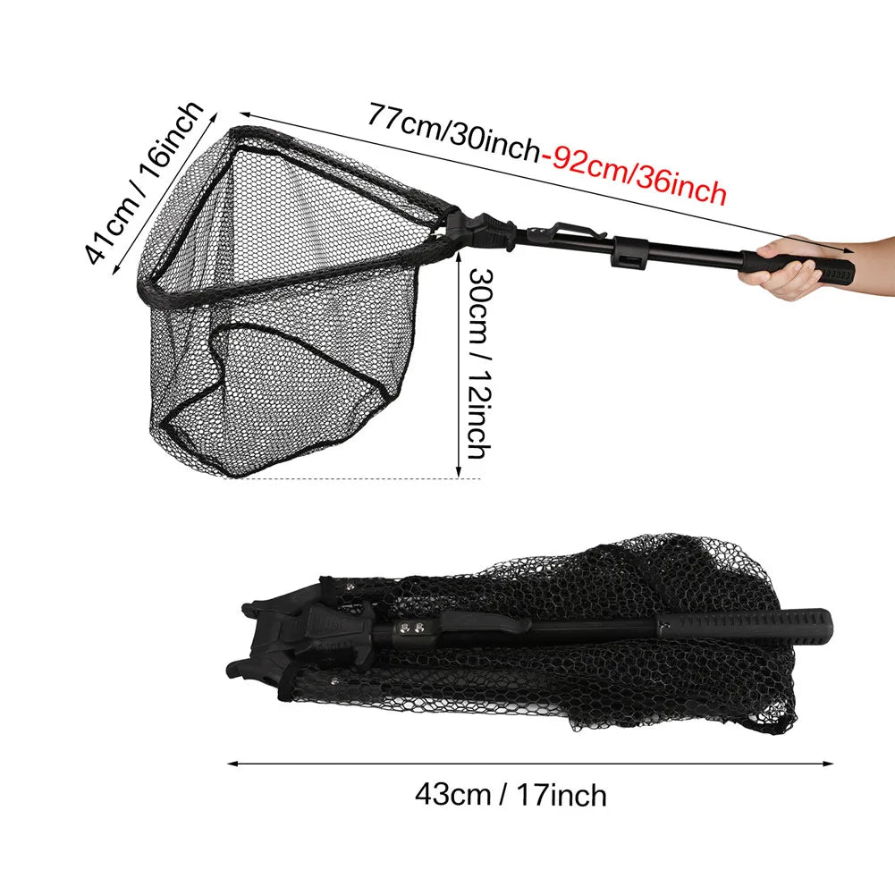 Telescopic Folding Landing Net – Extendable Fly & Carp Fishing Net