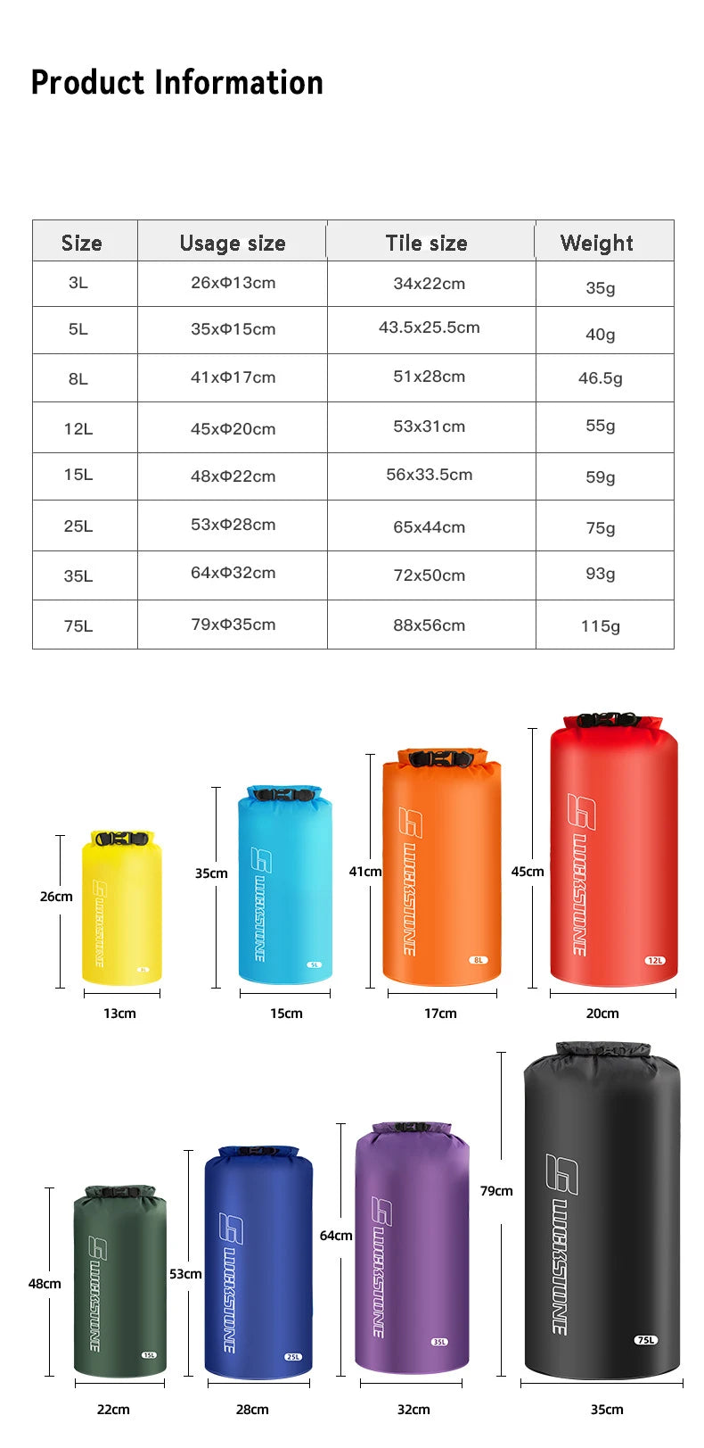 Waterproof Dry Bag – Ultralight Storage Sack for Kayaking, Rafting & Swimming (3–75L)