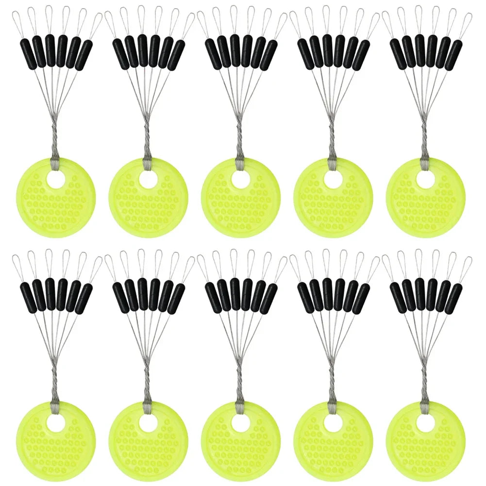 60-Piece Fishing Line Space Beans Set – Rubber Stopper Oval & Column Bobber Tools