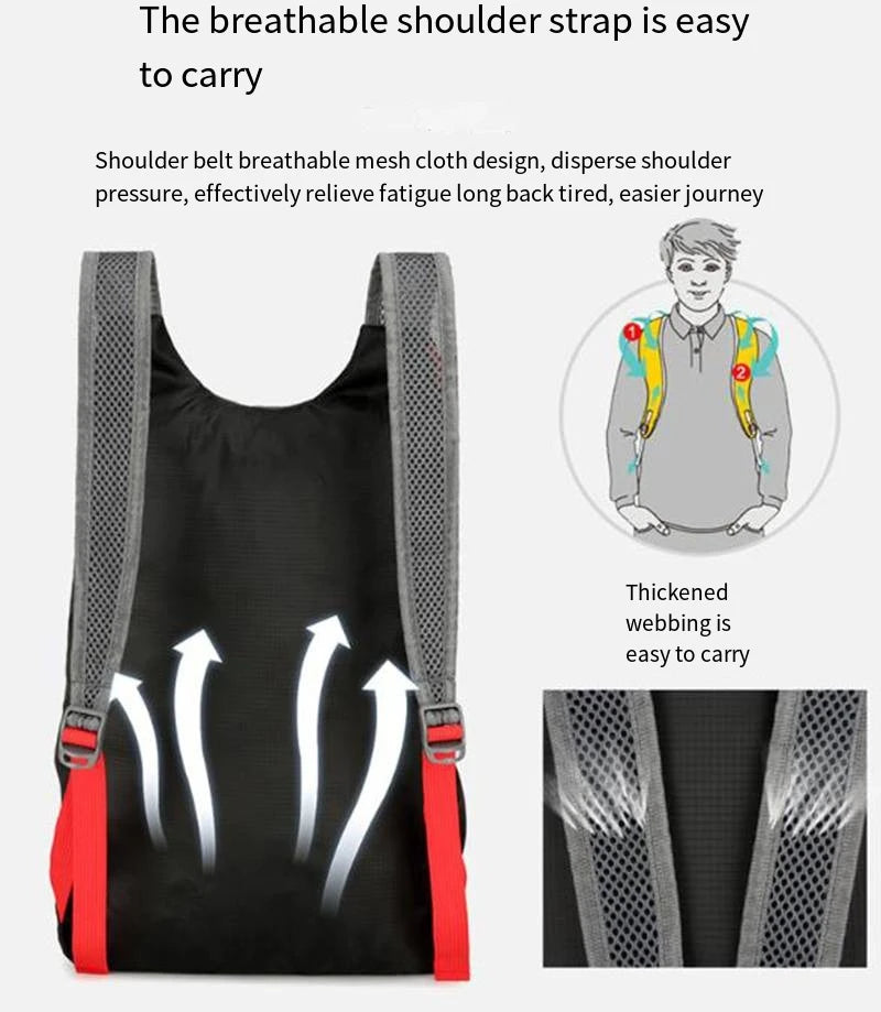 Multifunctional Folding Backpack – Lightweight Waterproof Nylon Sports Bag
