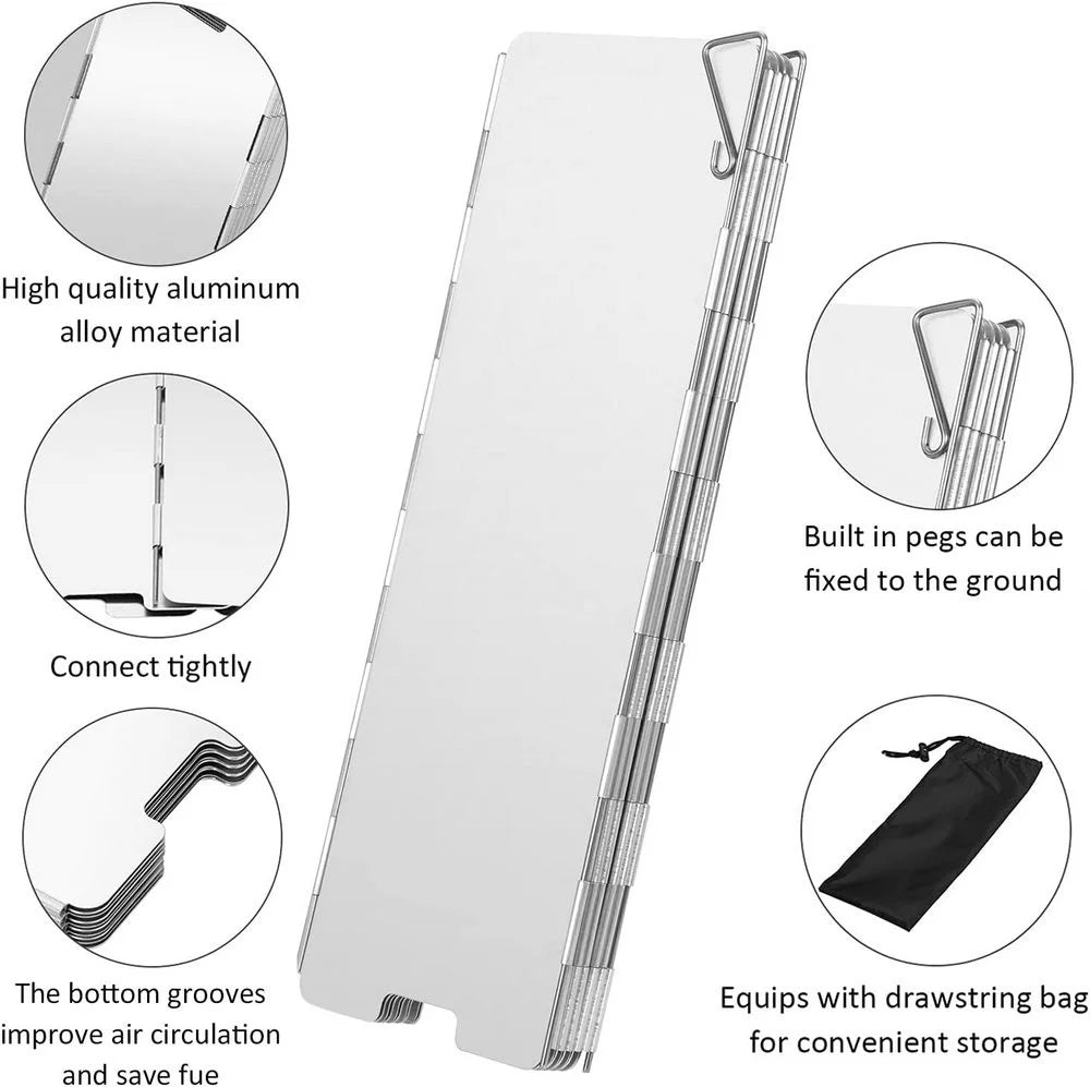 Camping Stove Windshield – 8/9/10/12/14/16 Plates Aluminum Alloy Wind Screen
