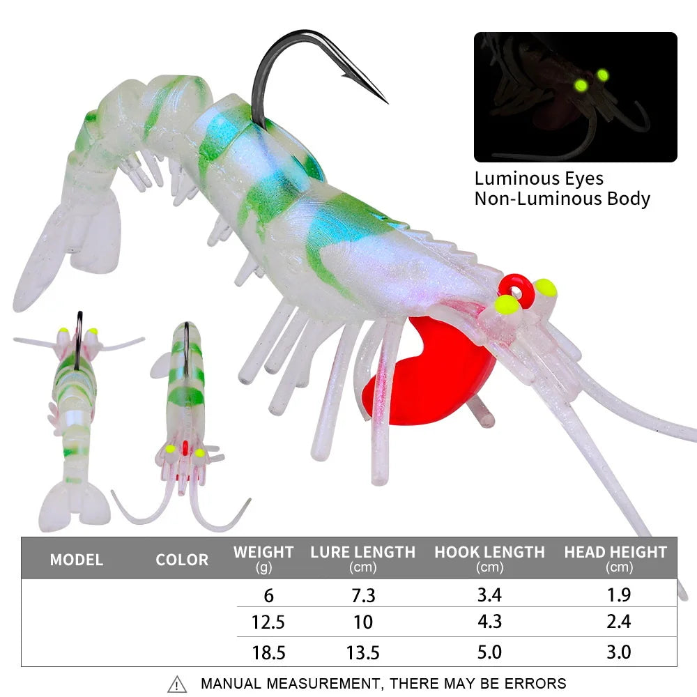 Luminous Silicone Shrimp Jig Head Swimbait