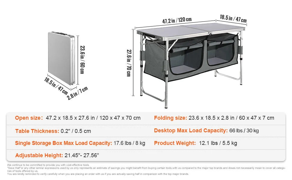 SucceBuy Folding Camping Table – Quick-Setup MDF Outdoor Picnic & BBQ Table