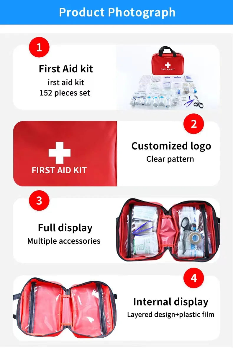 Portable Emergency First Aid Kit – Travel, Camping & Household Survival Bag