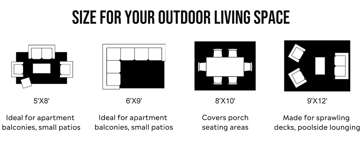 Kitinjoy Waterproof Outdoor Rug – Reversible Plastic Straw Boho Patio & RV Mat