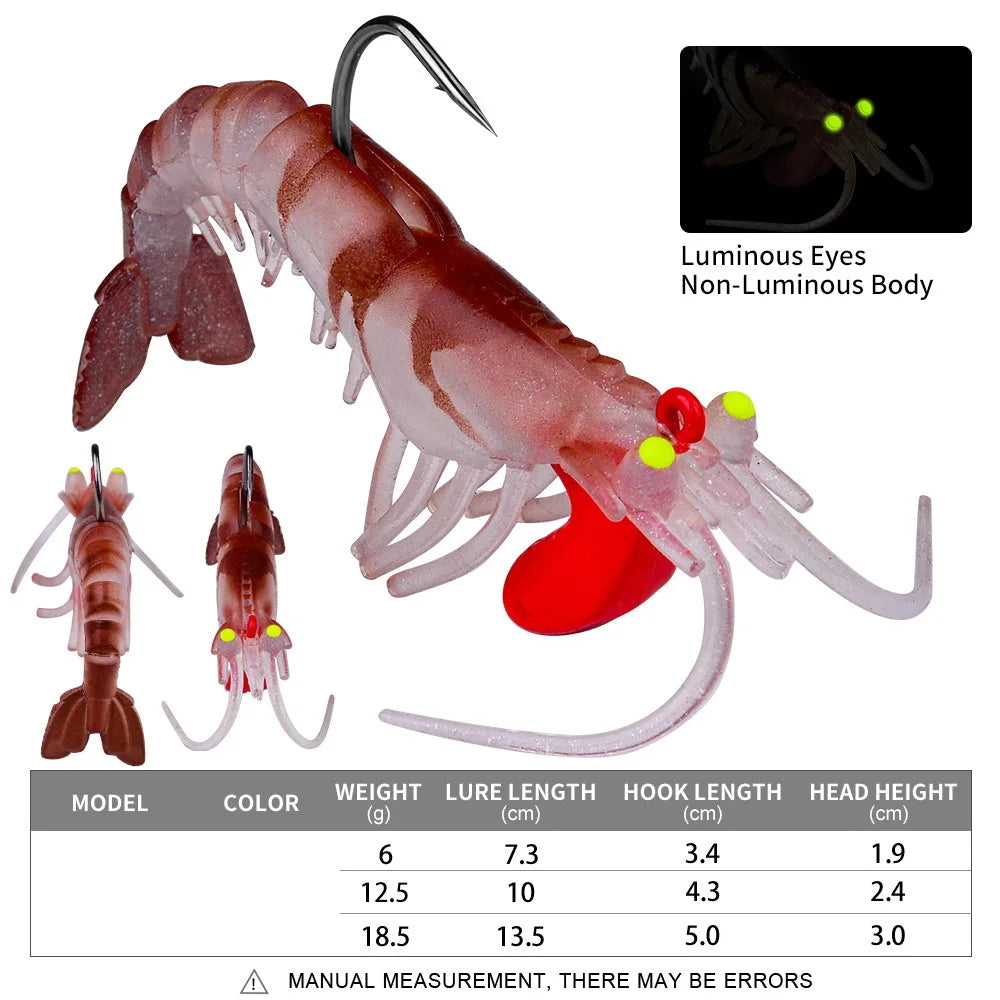 Luminous Silicone Shrimp Jig Head Swimbait