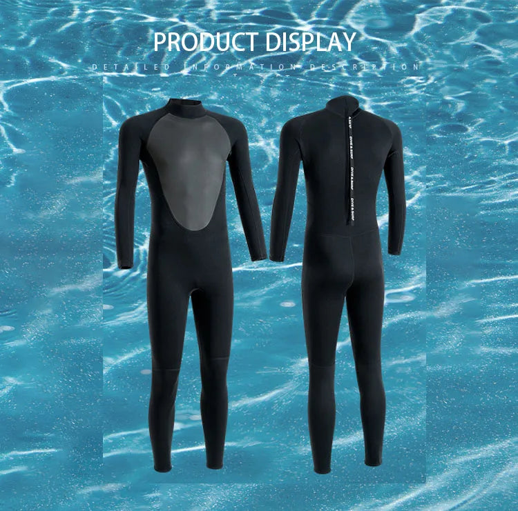 Men’s 3mm Neoprene Wetsuit – Full Body Diving & Surfing Suit