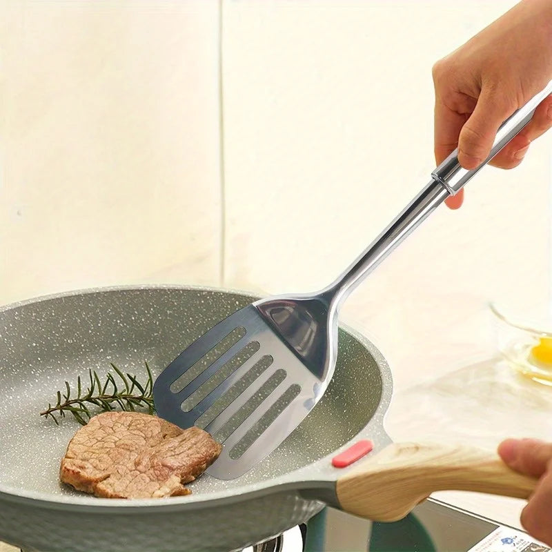 Stainless Steel Slotted Turner – Kitchen Cooking Spatula for Steak, Burger & Sauté