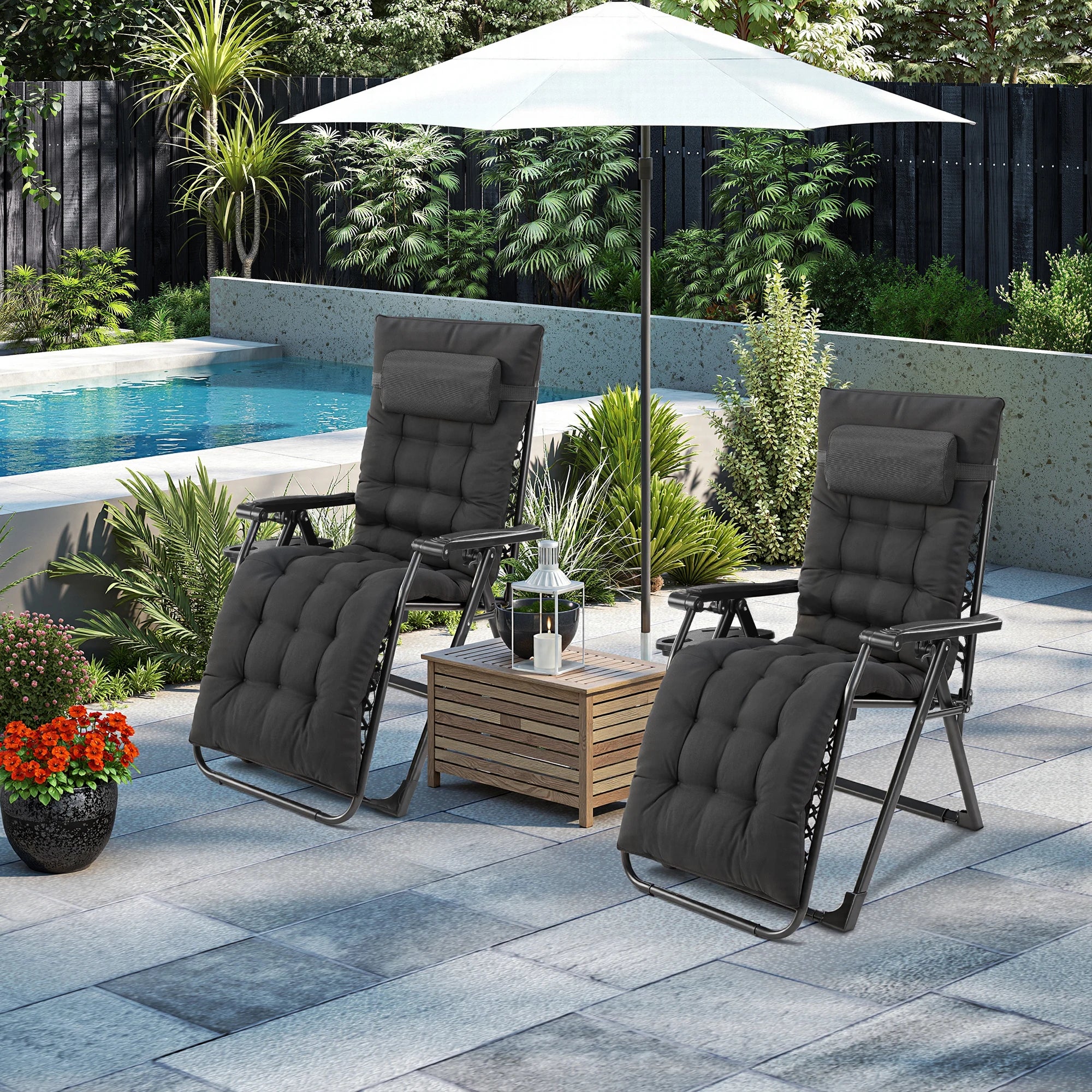 JHK Zero Gravity Recliner Set – 2 Portable Camping & Outdoor Lounge Chairs