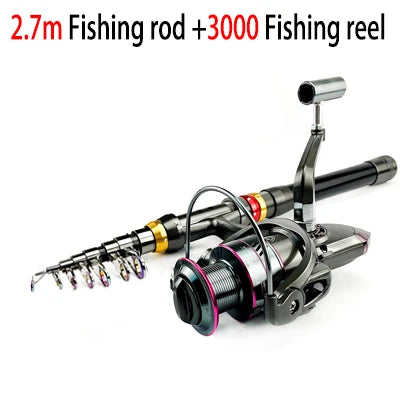 Carbon Fiber Telescopic Fishing Rod & Reel Combo – 1.8–3.6m Spinning Kit