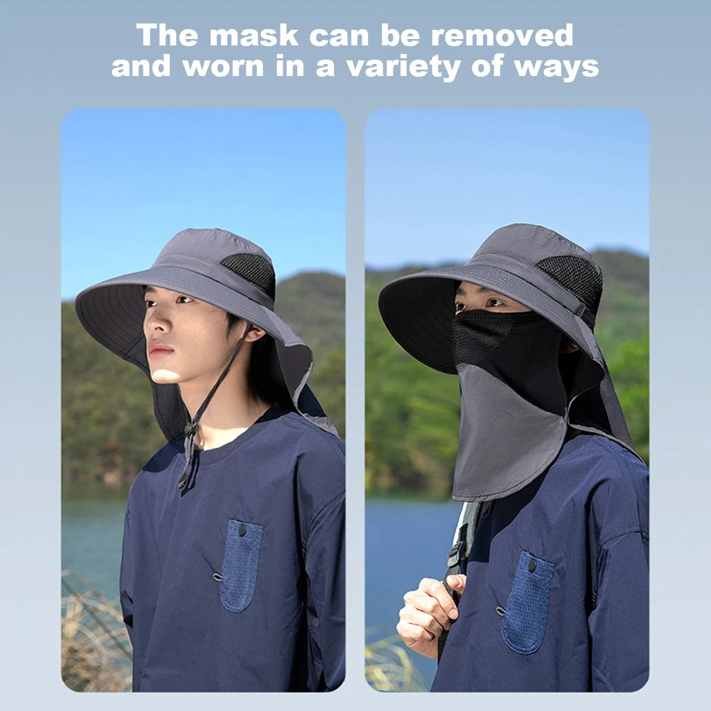Summer Sun Hat with Neck Flap – UV Protection Fisherman Cap for Outdoor Activities