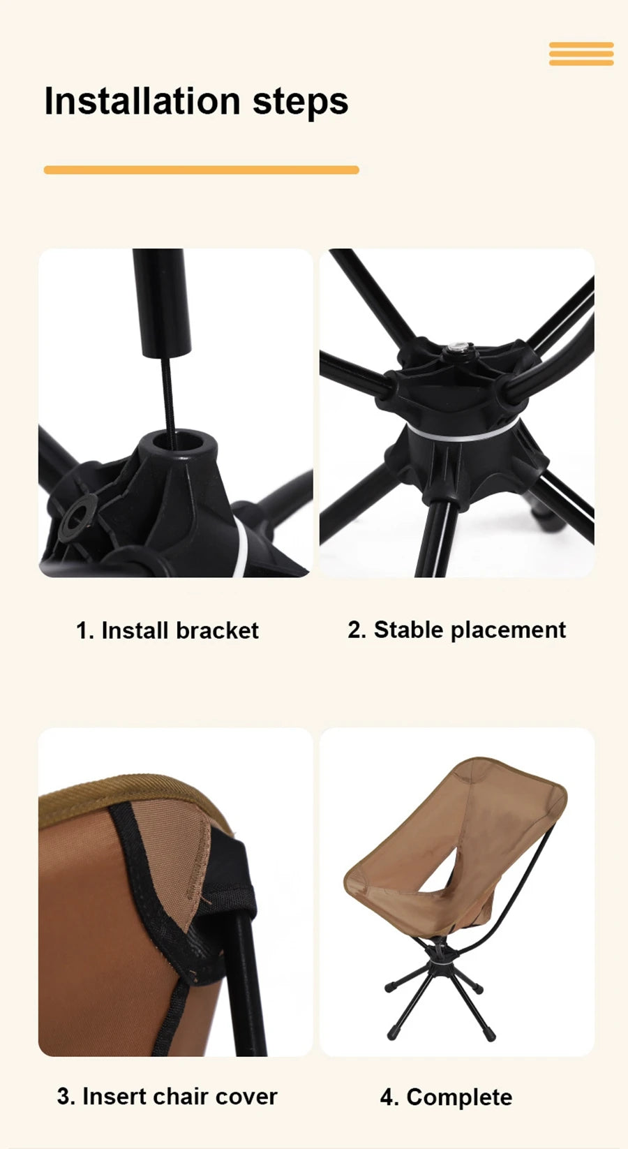 Rotatable Outdoor Folding Chair – Lightweight Camping, Beach & Fishing Chair with Carry Bag