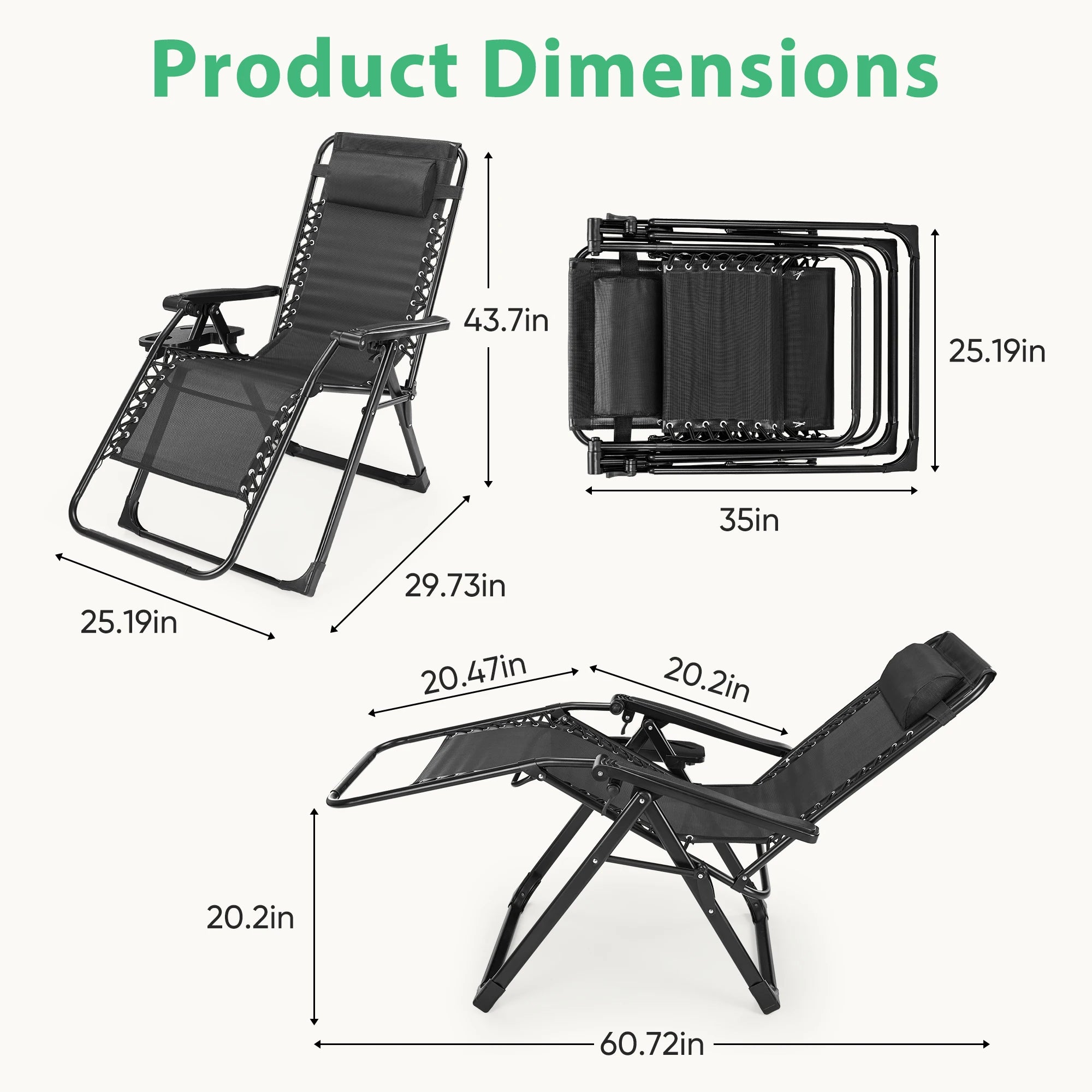 JHK Zero Gravity Recliner Set – 2 Portable Camping & Outdoor Lounge Chairs