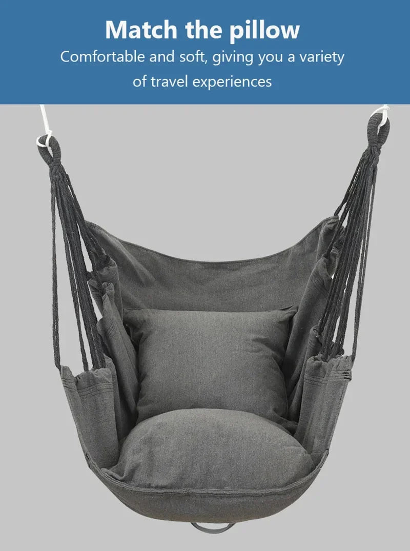 Durable Hanging Hammock Chair – Cotton Rope Indoor & Outdoor Swing