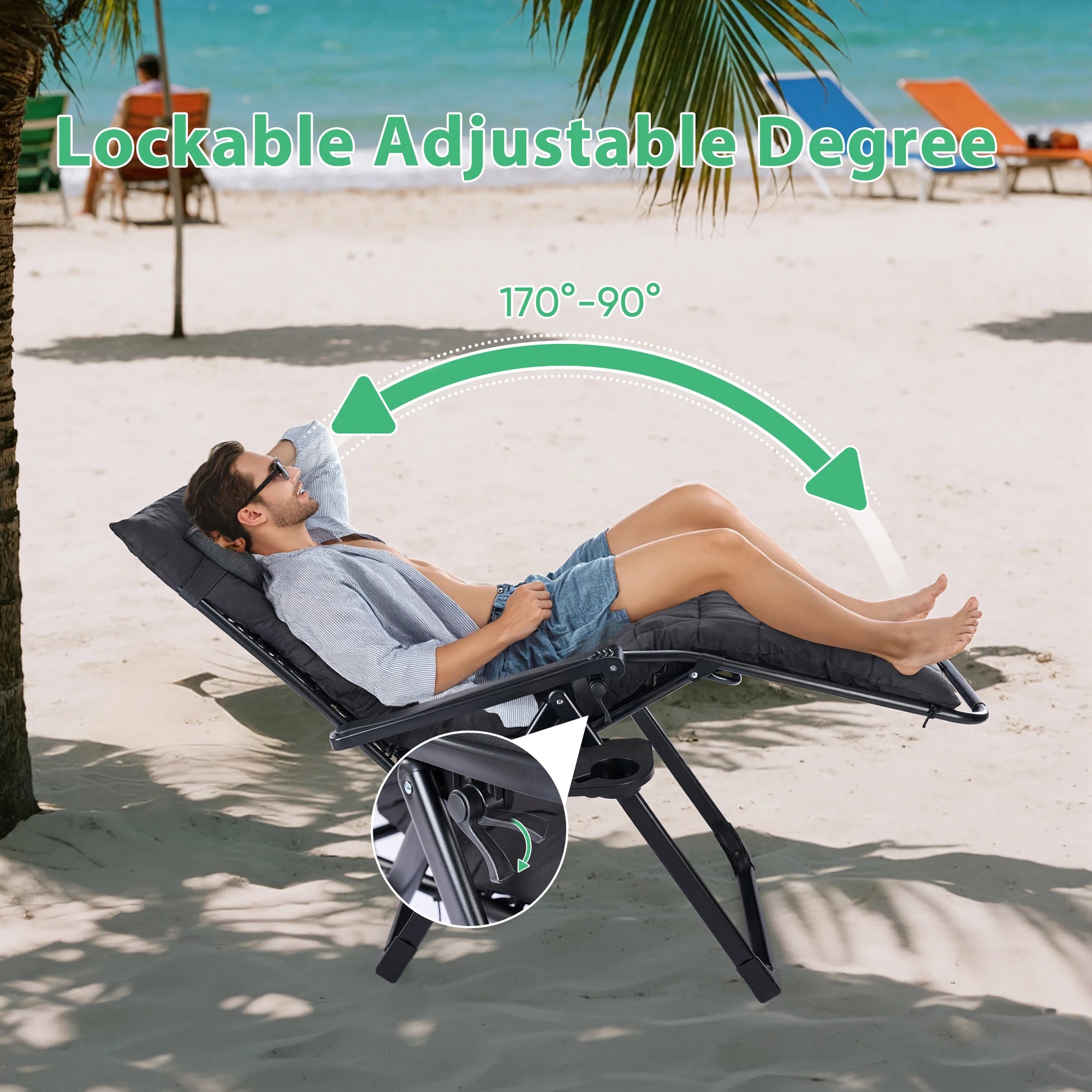 JHK Zero Gravity Recliner Set – 2 Portable Camping & Outdoor Lounge Chairs