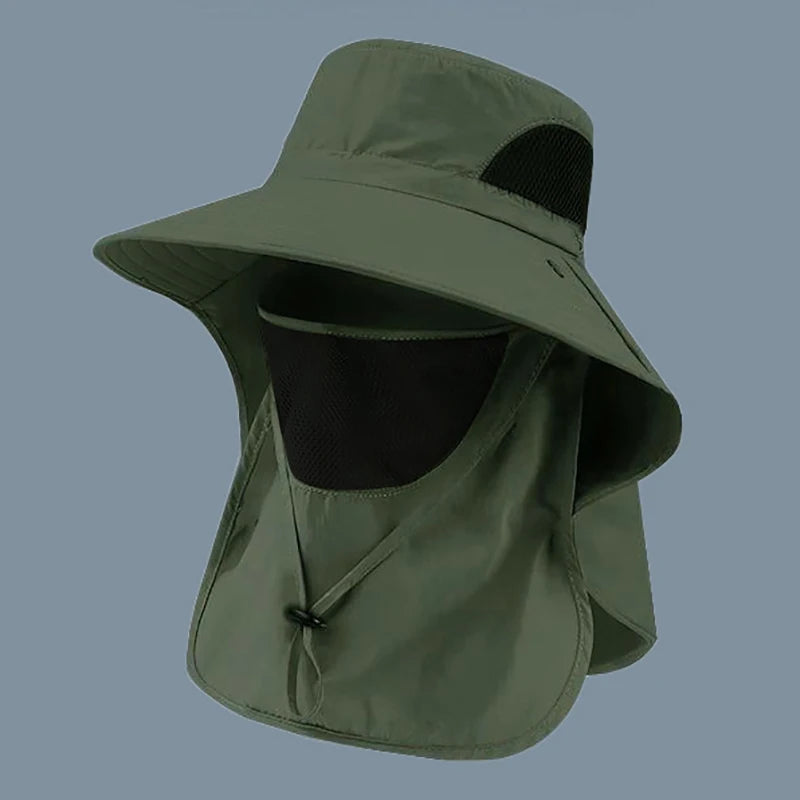 Summer Sun Hat with Neck Flap – UV Protection Fisherman Cap for Outdoor Activities