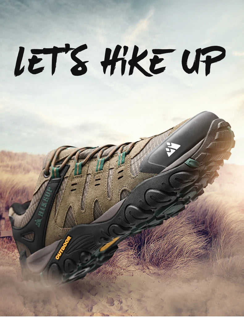 HIKEUP Men’s Hiking Shoes – Suede Leather Outdoor Trekking Sneakers