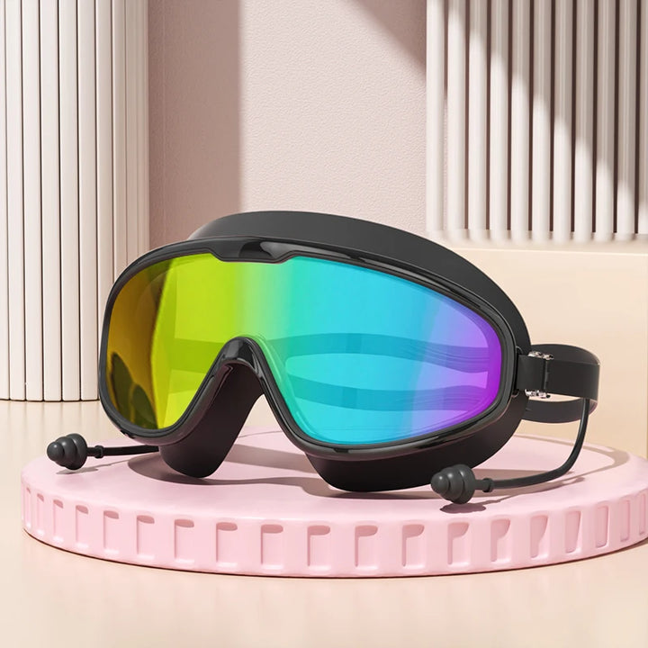 Wide-View Swimming & Diving Goggles – Anti-Fog with Earplugs for Adults & Youth