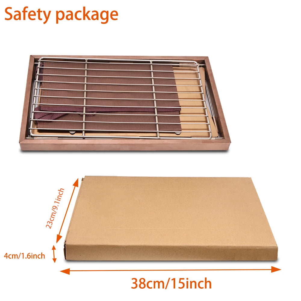 IGT Camping Folding Wood Table – Portable Gas Stove & BBQ Grill Table