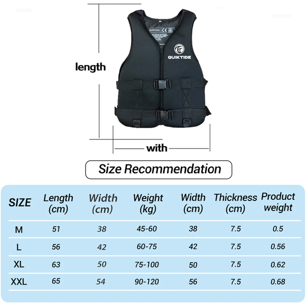 Neoprene Life Jacket – Adult & Children Buoyancy Vest for Swimming, Boating, Skiing & Water Sports