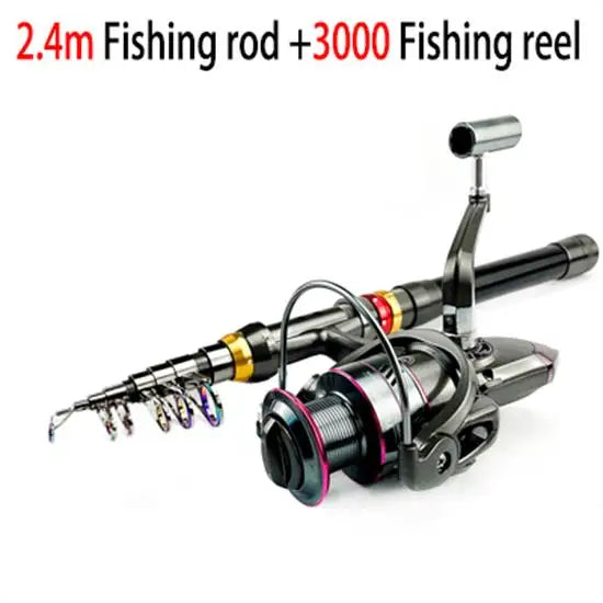 Carbon Fiber Telescopic Fishing Rod & Reel Combo – 1.8–3.6m Spinning Kit
