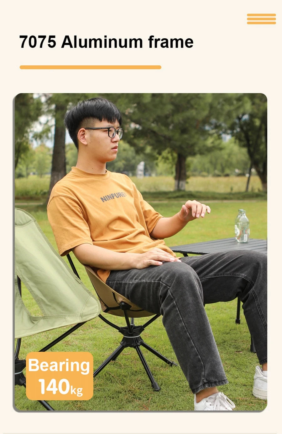 Rotatable Outdoor Folding Chair – Lightweight Camping, Beach & Fishing Chair with Carry Bag