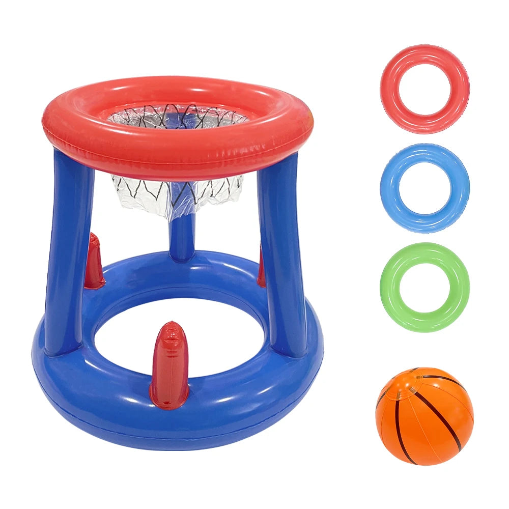Inflatable Blue Basketball Rack – Pool Toss Game for Water Parties