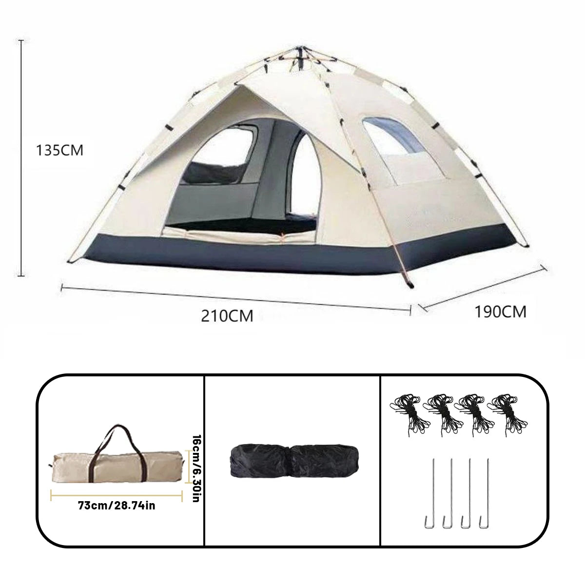 Outdoor Automatic Quick-opening Tent Rainproof Sunshine-proof 4 person tents