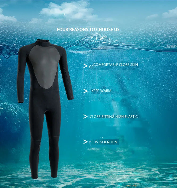 Men’s 3mm Neoprene Wetsuit – Full Body Diving & Surfing Suit