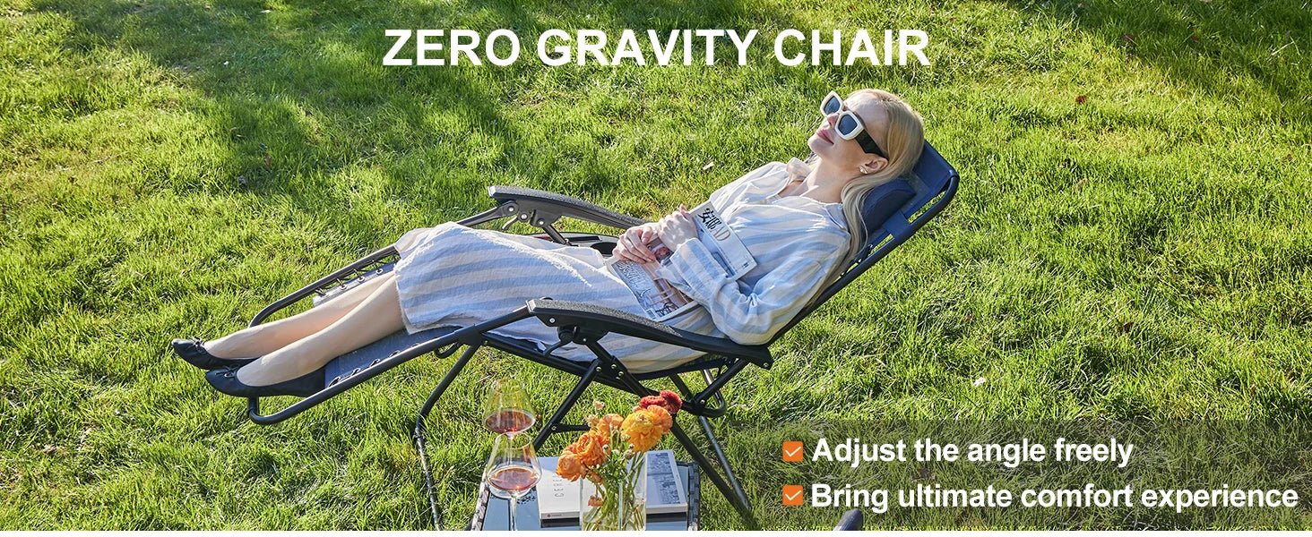 JHK Zero Gravity Recliner Set – 2 Portable Camping & Outdoor Lounge Chairs