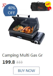 IGT Camping Folding Wood Table – Portable Gas Stove & BBQ Grill Table