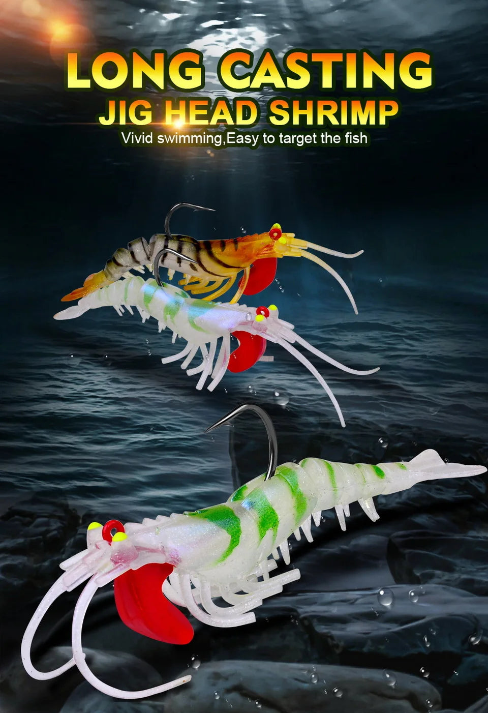 Luminous Silicone Shrimp Jig Head Swimbait