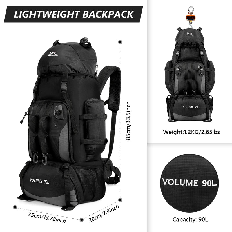 90L Waterproof Hiking Backpack – Large Capacity Trekking & Camping Rucksack